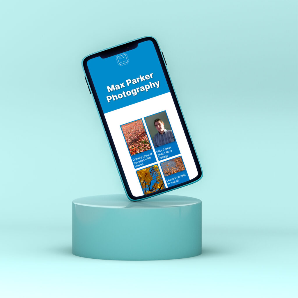 Mockup of a phone with the photo gallery in a phone view