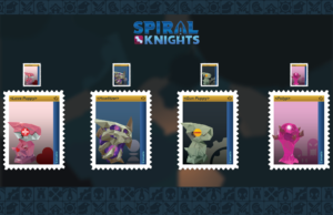 A collection of stamps that relate to the game Spiral Knights